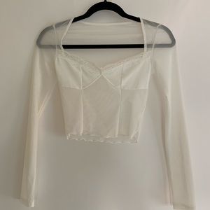Lace  long sleeve mesh dainty top